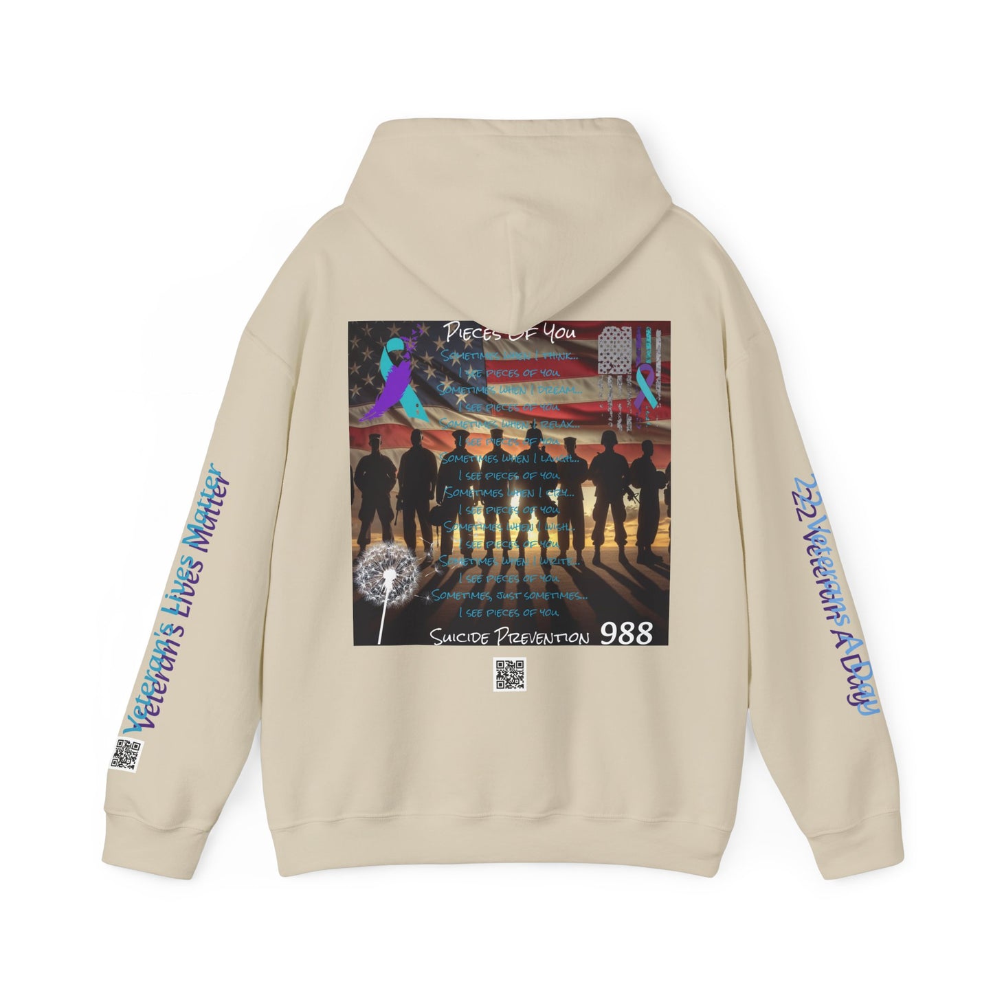 Awareness - Suicide Prevention - 22 Veteran's A Day Unisex Heavy Blend™ Hooded Sweatshirt