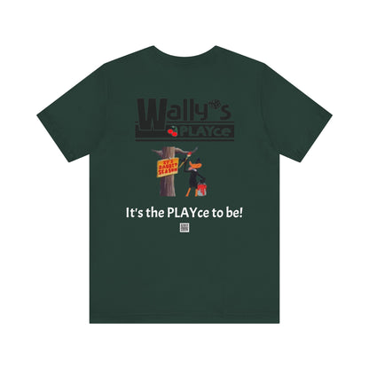 Wally's PLAYce -Bugs & Daffy - Hunting FRONT and BACK Unisex Jersey Short Sleeve Tee