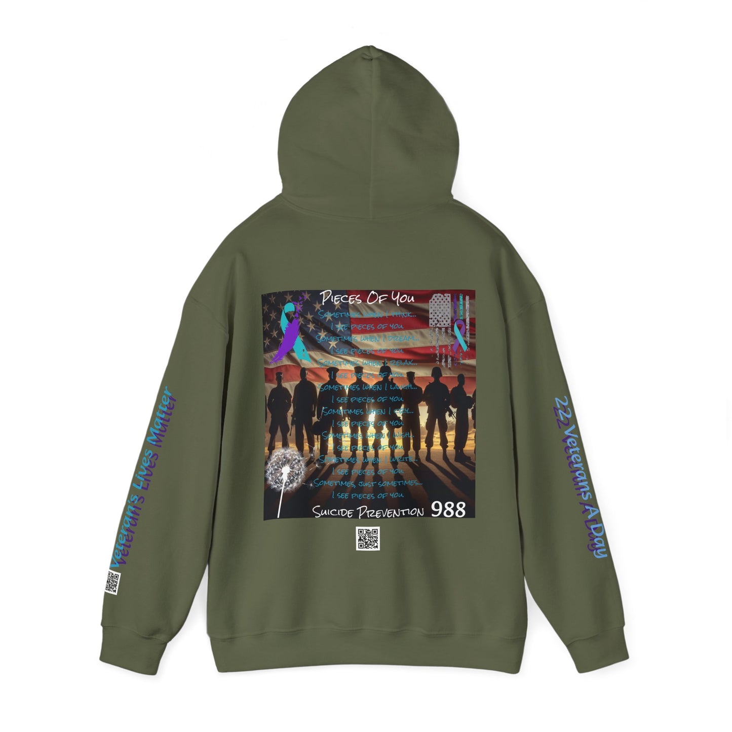 Awareness - Suicide Prevention - 22 Veteran's A Day Unisex Heavy Blend™ Hooded Sweatshirt