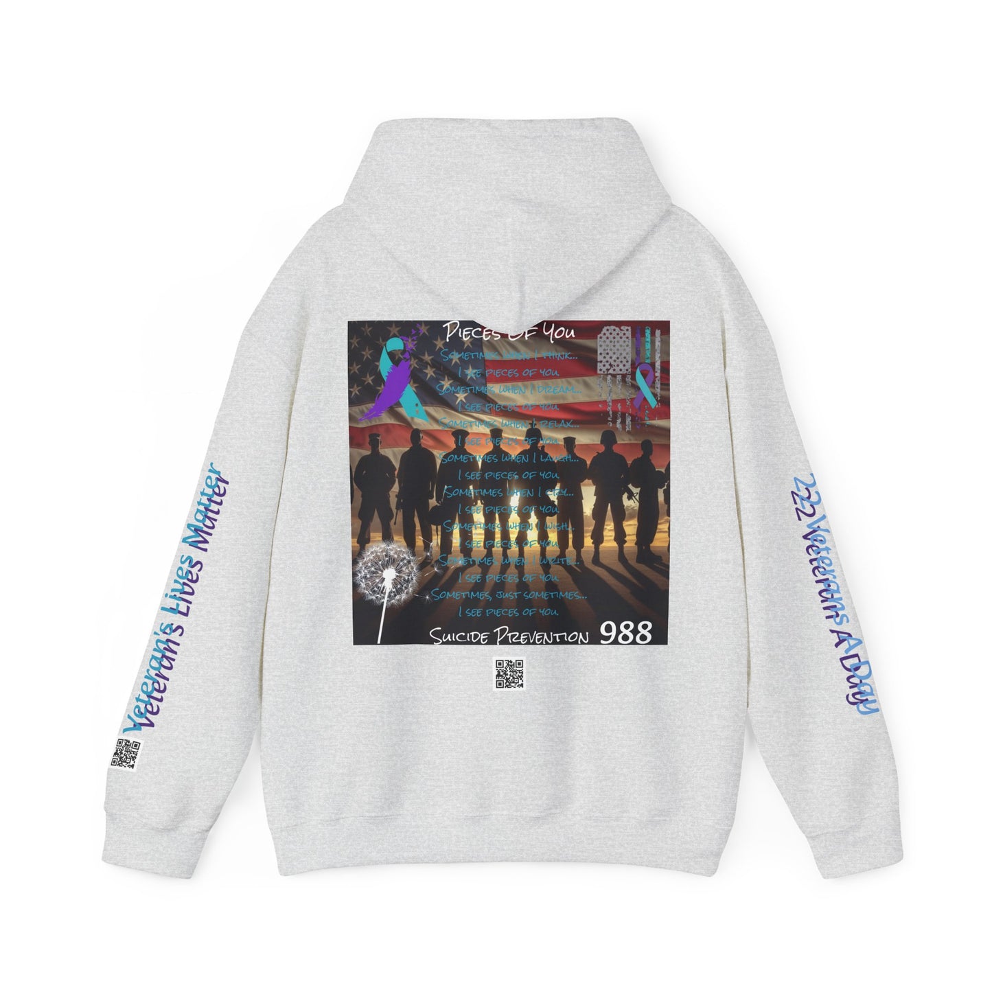 Awareness - Suicide Prevention - 22 Veteran's A Day Unisex Heavy Blend™ Hooded Sweatshirt