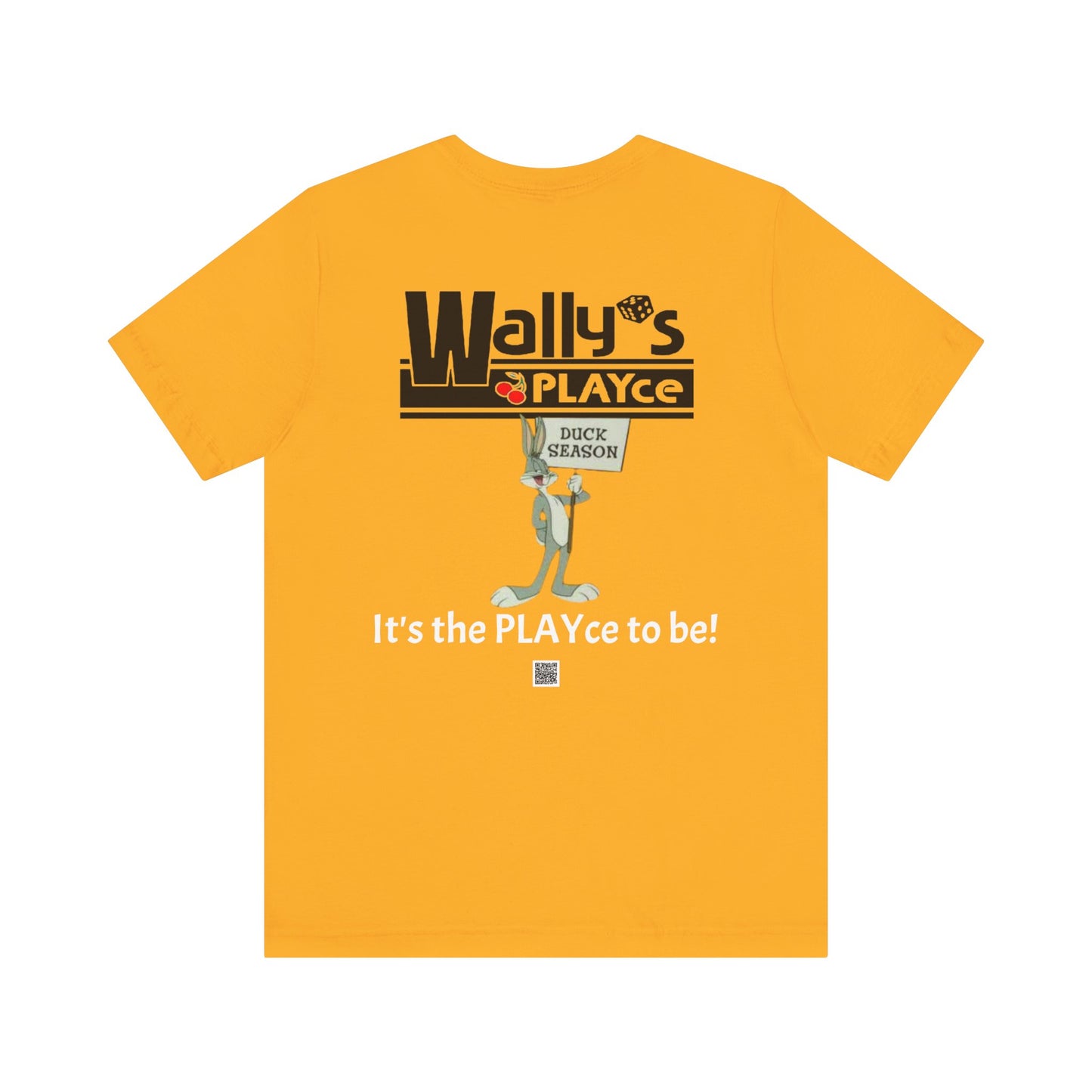 Wally's PLAYce -Daffy & Bugs- Hunting FRONT and BACK Unisex Jersey Short Sleeve Tee