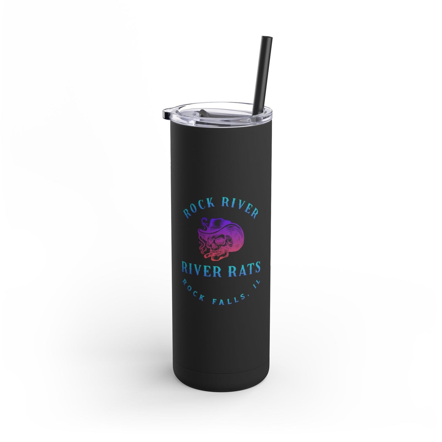 River Ratz - Rock Falls Cowboy Skull Maars Maker Skinny Matte Tumbler, 20oz