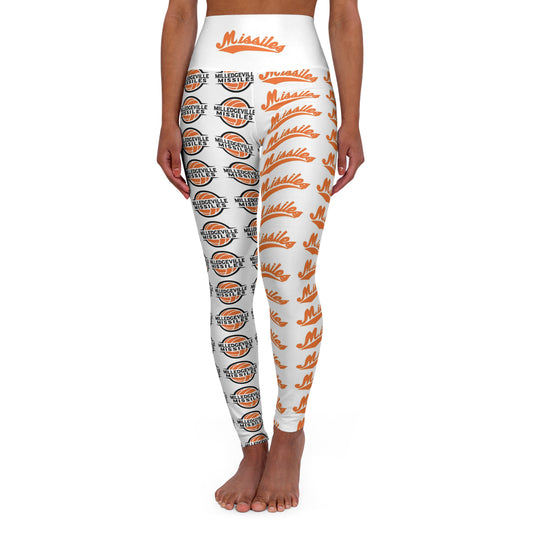 Missiles - Volleyball White High Waisted Yoga Leggings (AOP)