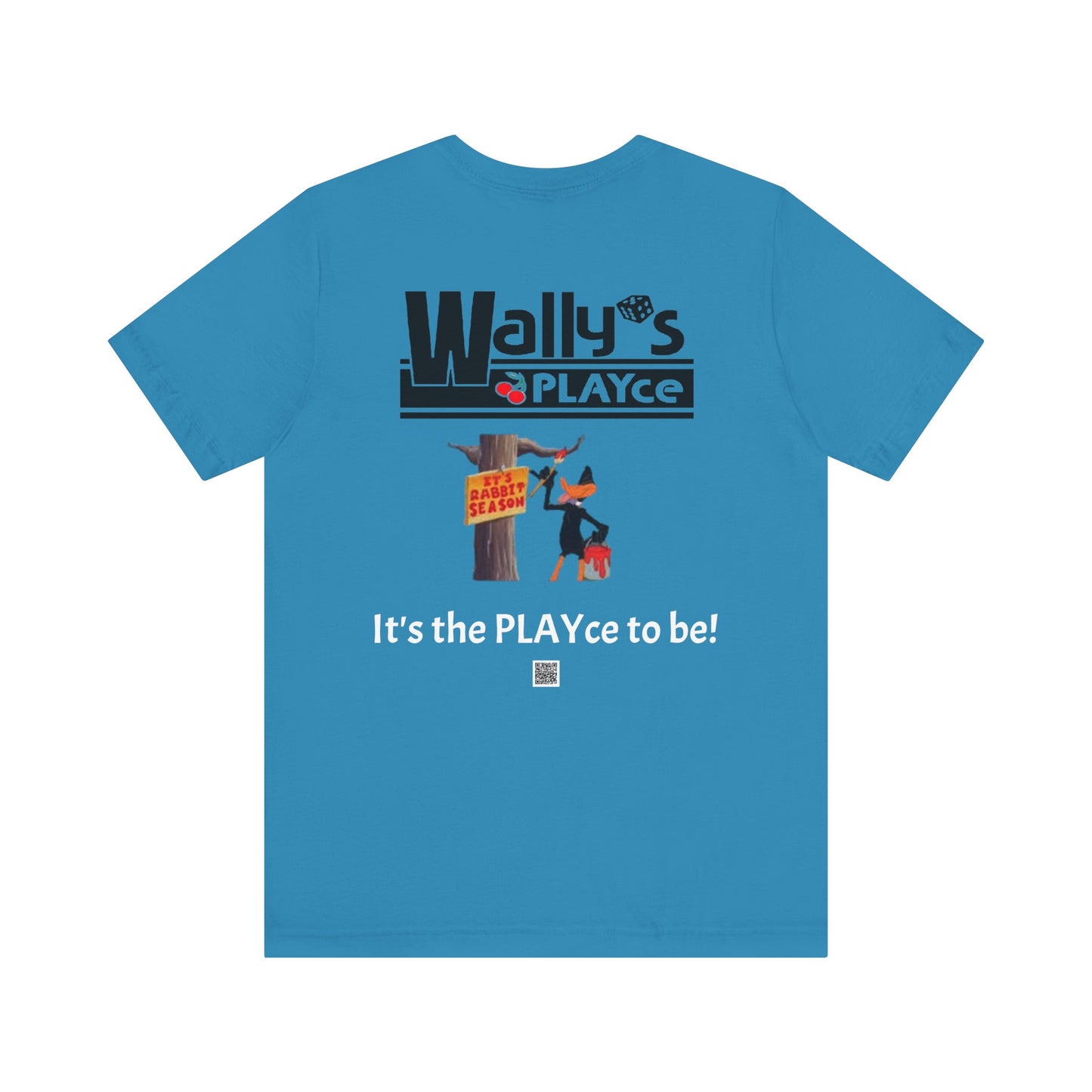 Wally's PLAYce -Bugs & Daffy - Hunting FRONT and BACK Unisex Jersey Short Sleeve Tee