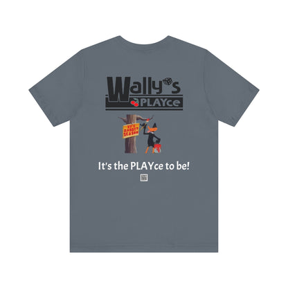 Wally's PLAYce -Bugs & Daffy - Hunting FRONT and BACK Unisex Jersey Short Sleeve Tee