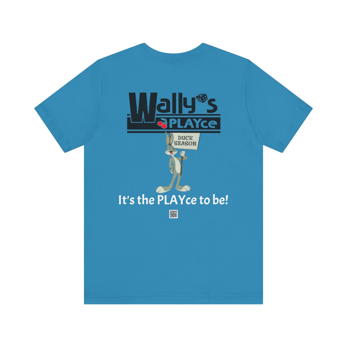 Wally's PLAYce -Daffy & Bugs- Hunting FRONT and BACK Unisex Jersey Short Sleeve Tee