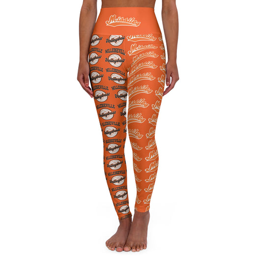 Missiles - Volleyball Orange High Waisted Yoga Leggings (AOP)