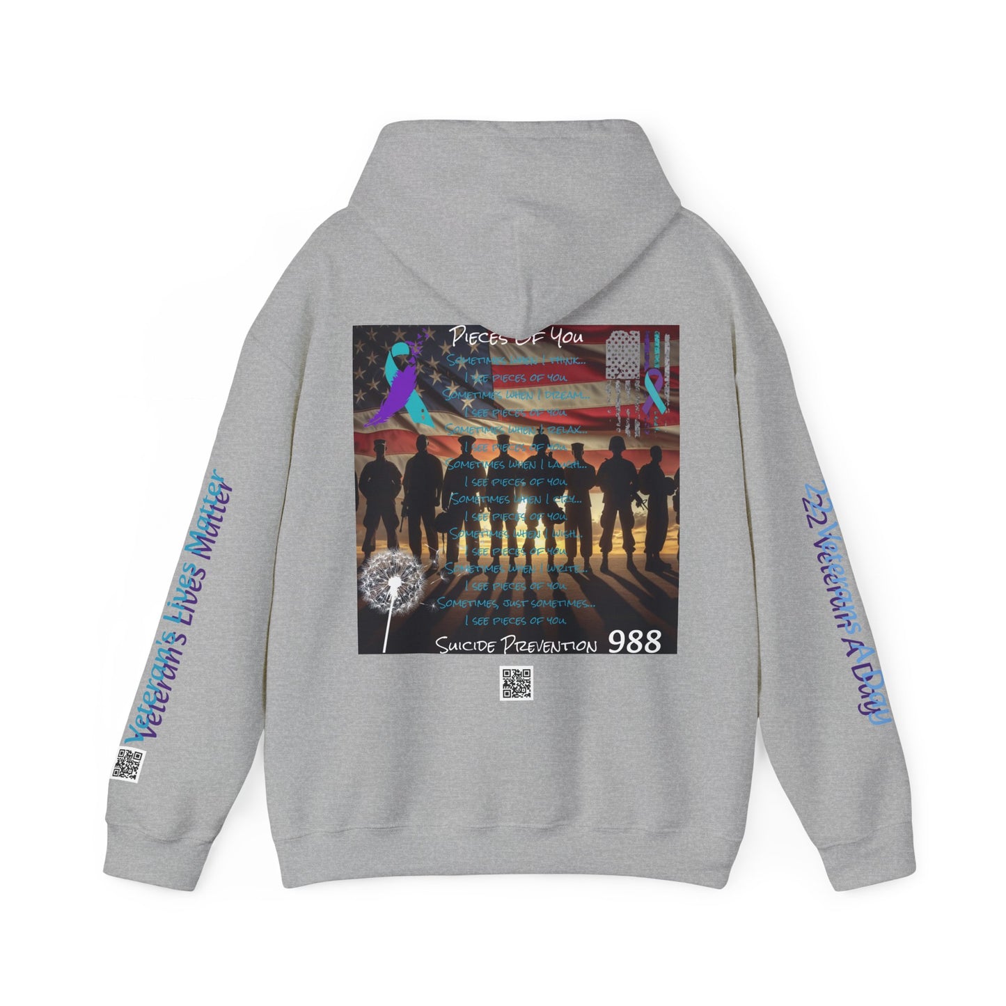 Awareness - Suicide Prevention - 22 Veteran's A Day Unisex Heavy Blend™ Hooded Sweatshirt