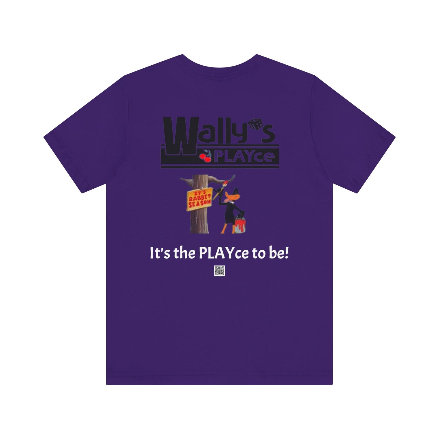 Wally's PLAYce -Bugs & Daffy - Hunting FRONT and BACK Unisex Jersey Short Sleeve Tee