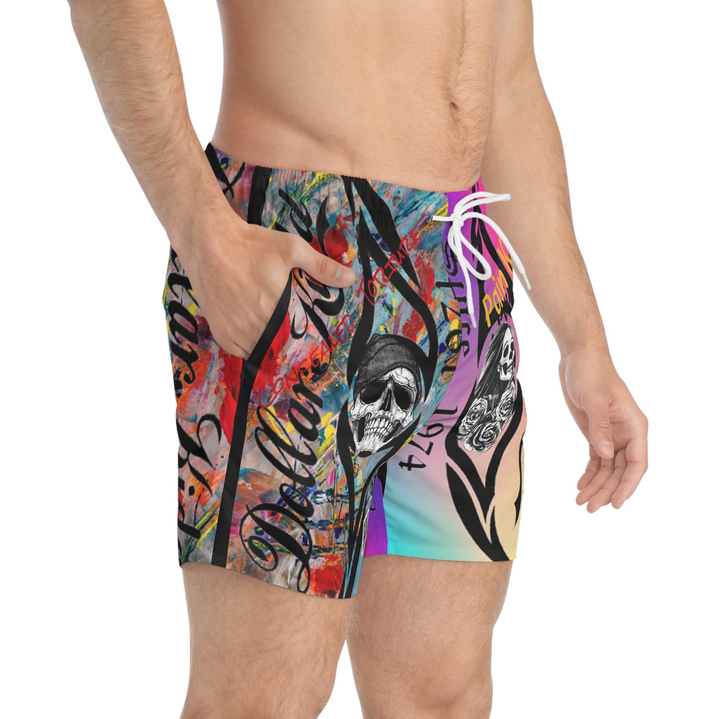 Pain Killer & Concealed Torture - Second Helping Swim Trunks (AOP)