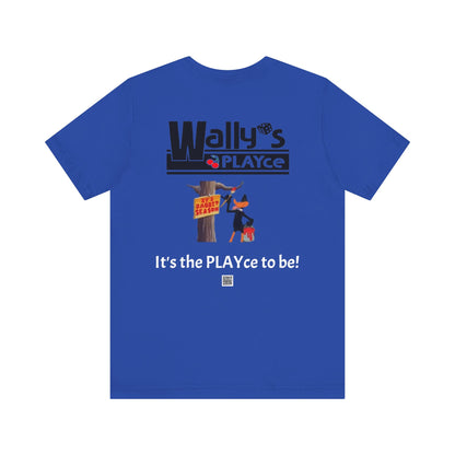 Wally's PLAYce -Bugs & Daffy - Hunting FRONT and BACK Unisex Jersey Short Sleeve Tee