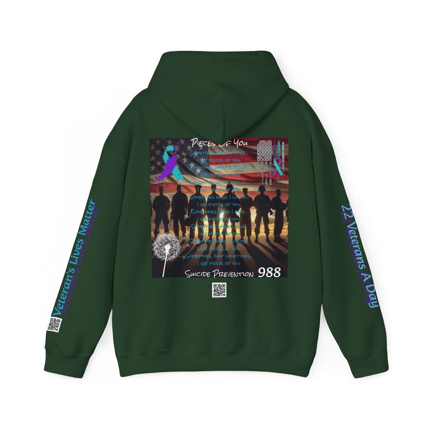 Awareness - Suicide Prevention - 22 Veteran's A Day Unisex Heavy Blend™ Hooded Sweatshirt