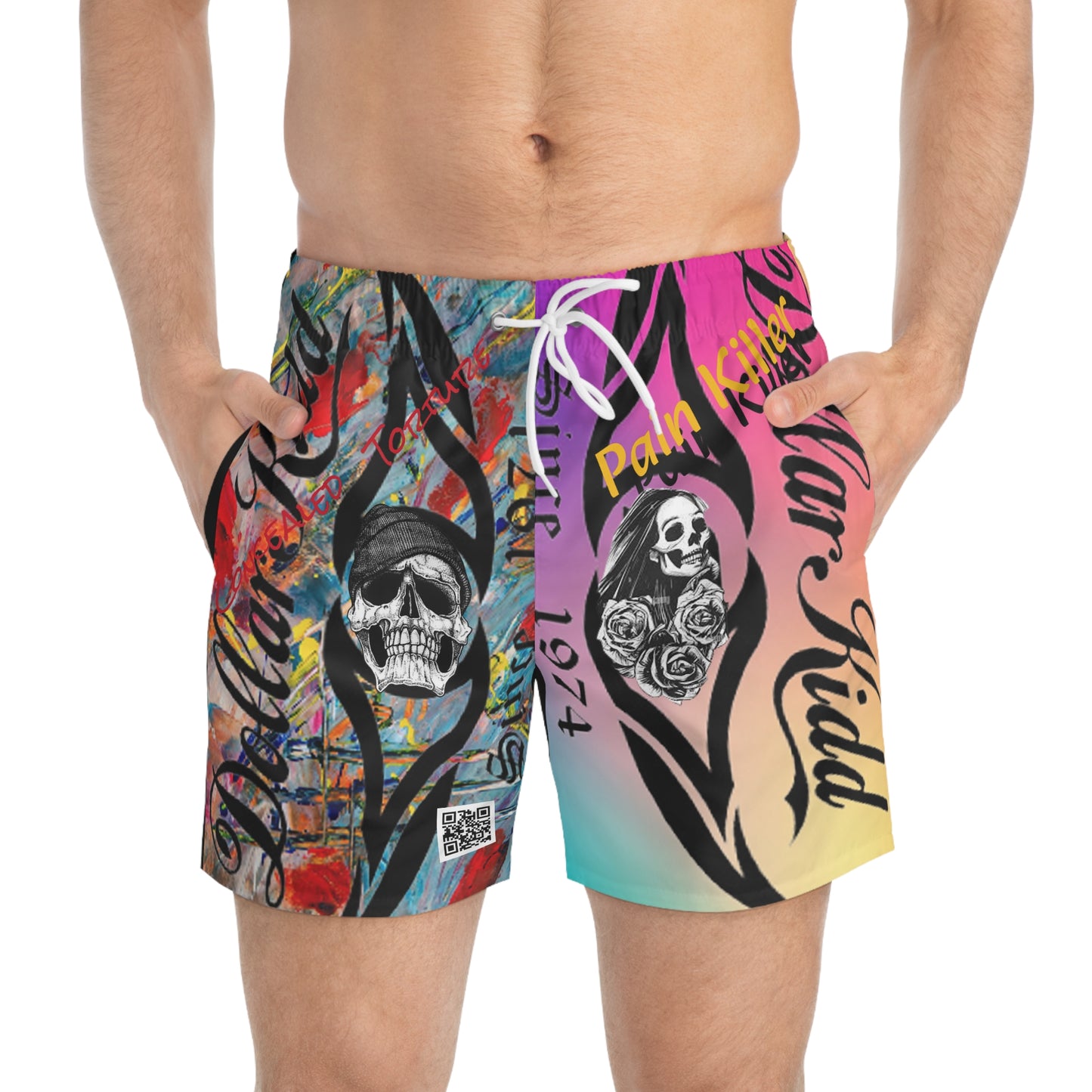 Pain Killer & Concealed Torture - Second Helping Swim Trunks (AOP)