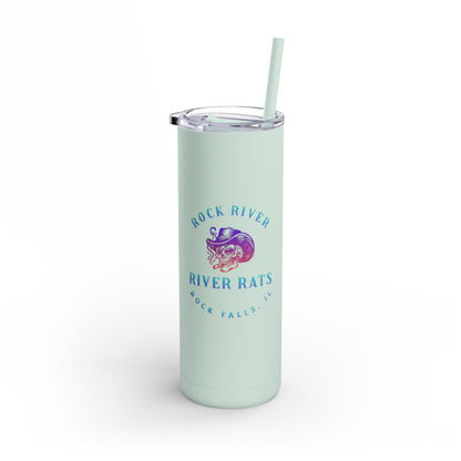 River Ratz - Rock Falls Cowboy Skull Maars Maker Skinny Matte Tumbler, 20oz